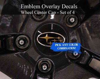 Wheel Center Cap Overlay Decals - Set of 4! - Precision Cut - Any Color! Compatible with Subaru