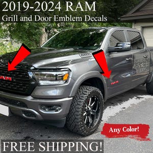 RAM Grill and Door Emblem Overlay Decals (fits 2019-2024 RAM Trucks) - Precision Cut - Premium High-Performance Vinyl - Any Color!