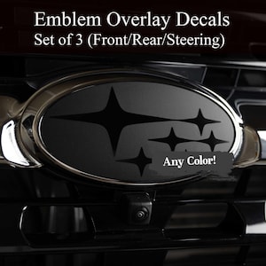 Bundle - 3 Overlay Decals! Front Grill, Rear and Steering Wheel - Precision Cut - Any Color! Compatible with Subaru