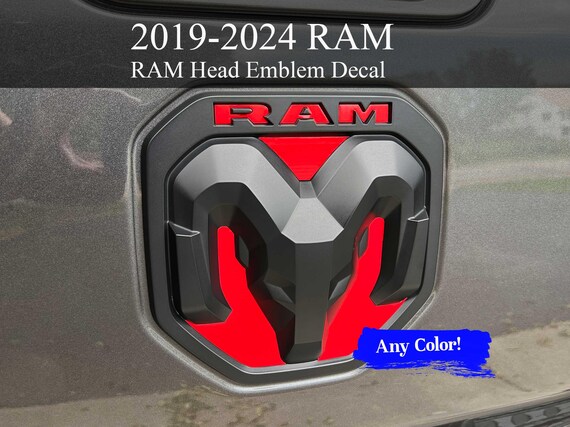 RAM REBEL Tailgate R A M Emblem Overlay Decal – 2 Tone – 2019-2024