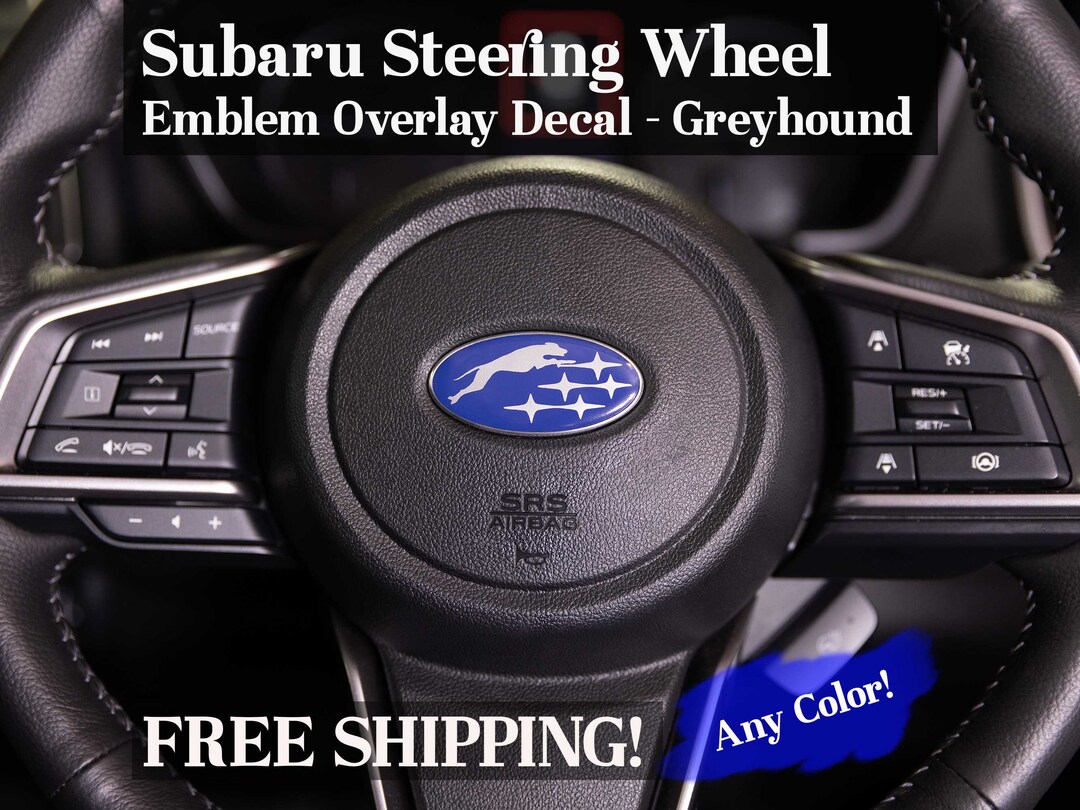 Subaru Steering Wheel Emblem Overlay Decal Greyhound Precision Cut Any