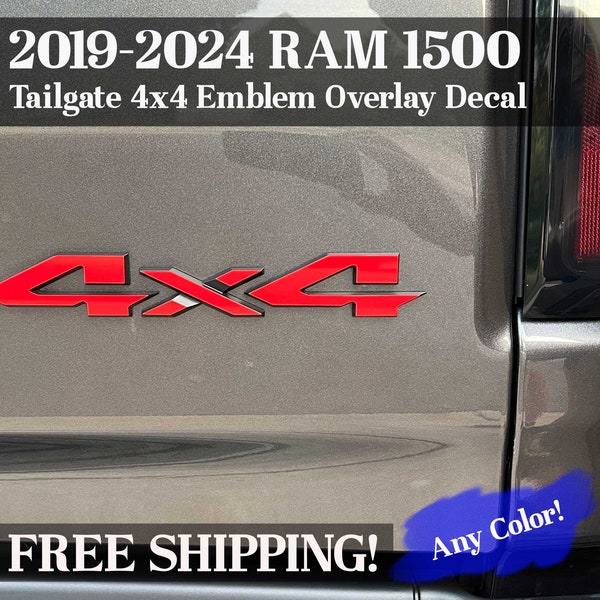 4x4 Emblem Overlay Decals for RAM 1500 Tailgate (2019-2024) - Precision Cut - Premium High-Performance Vinyl - Any Color!