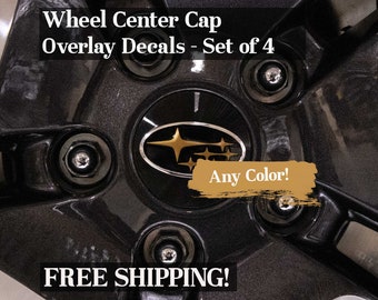 Wheel Center Cap Overlay Decals - Set of 4! - Precision Cut - Any Color! Compatible with Subaru