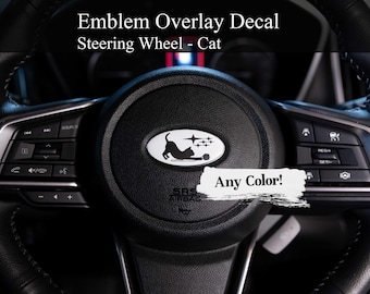 Steering Wheel Emblem Overlay Decal - Cat - Precision Cut - Any Color! Compatible with Subaru