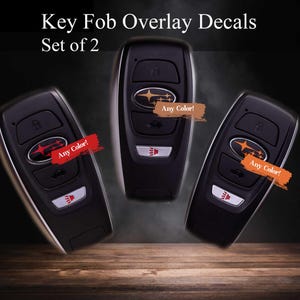 Set of 2 Key Fob Emblem Overlay Decals - Precision Cut - Any Colors! Compatible with Subaru