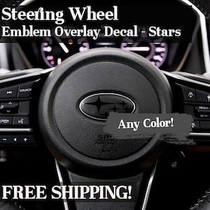 Steering Wheel Emblem Overlay Decal - Stars - Precision Cut - Any Color! Compatible with Subaru