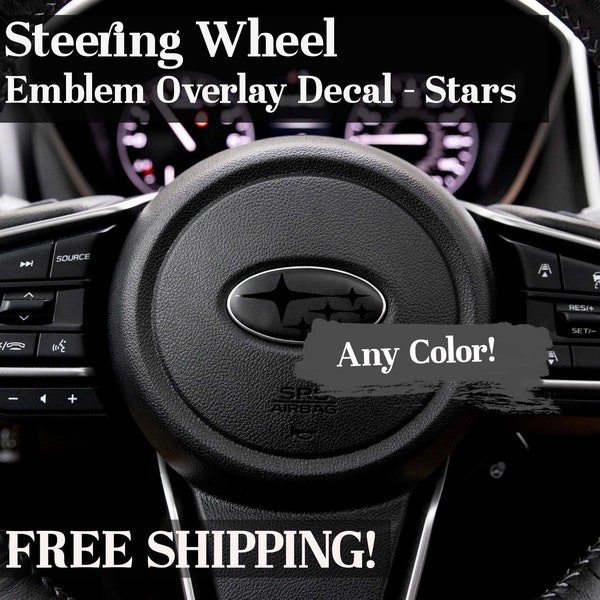 Steering Wheel Emblem Overlay Decal - Stars - Precision Cut - Any Color! Compatible with Subaru