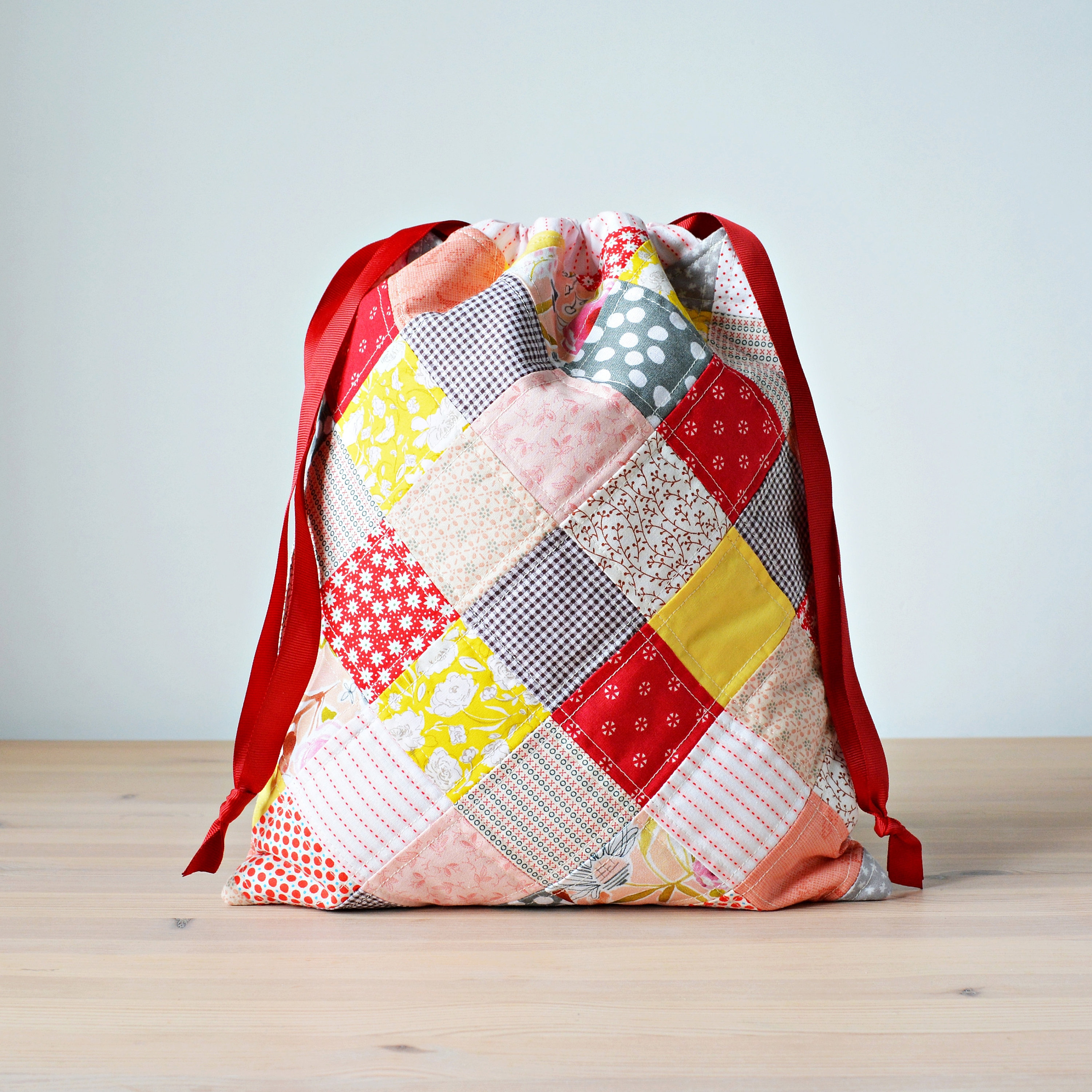 Patchwork Draw String Bag Pattern Craft Bag Sewing Tutorial Etsy