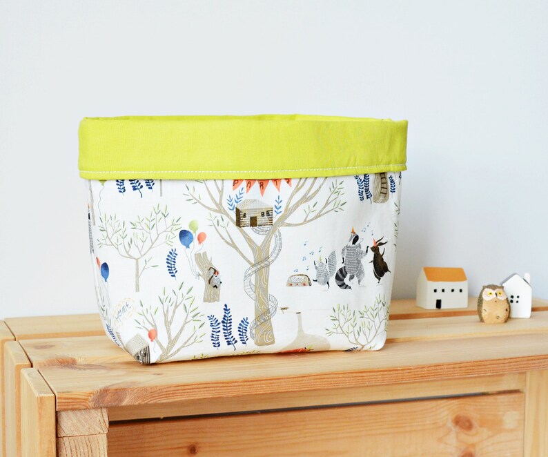 Cute fabric basket Storage bin Nursery storage Toy bin Etsy