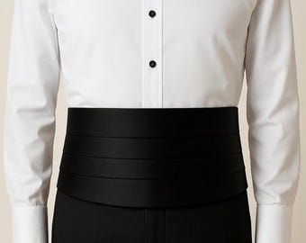 Schwarzer Kummerbund für Männer, formeller Smoking Bund, Hochzeit Bräutigam Accessoire.
