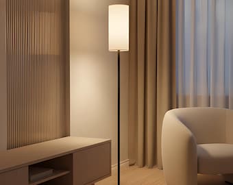 Lámpara de pie, luz regulable inteligente, varilla de metal negro, control remoto para cambio de color, decoración moderna para el hogar.