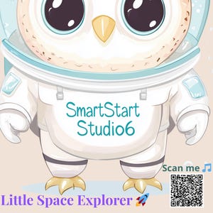 Interactive Kids Owl Poster with QR Code, Animated Space Owl, Printable Wall Art, Scan to Watch Video, Nursery Decor, SmartStartStudio6