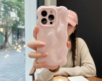 Custodia per iPhone 3D Bubble rosa chiaro lucida, cover in silicone antiurto, custodia protettiva per telefono