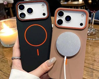 Custodia magnetica opaca per iPhone, cover protettiva sottile, compatibile con la ricarica wireless.