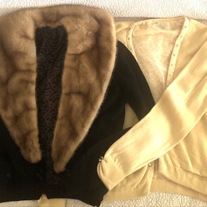 Vintage Cashmere Sweaters (2) Bernhard Altmann with 1 Mink Cowl Med Black Cream