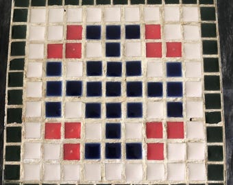 Vintage MCM Tile Trivet Hot Plate Coaster 1950-1960's Geometric 5.5 x 5.5"