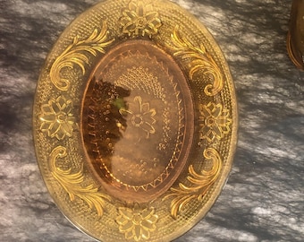 Vintage Tiara Indiana glass Amber Sandwich Gravy boat PLATE ONLY Rare piece