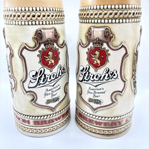 Vintage 1986 Stroh's Fire Brewed Beer Heritage Series III Beer Stein Set Of 2