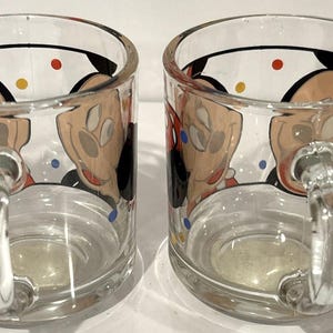 Vintage Anchor Hocking Disney Mickey Minnie Mouse Glass Coffee Mugs NEW image 7
