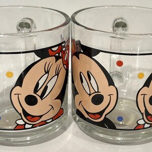 Vintage Anchor Hocking Disney Mickey Minnie Mouse Glass Coffee Mugs NEW image 8