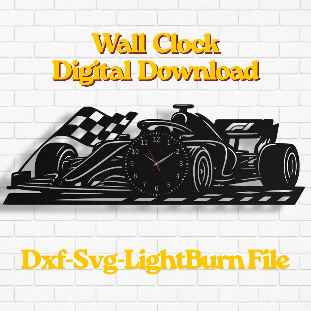 F1 Countdown Clock Formula 1 Wall Clock SVG, Racing Car Laser Cut File, F1 Clock DXF ...