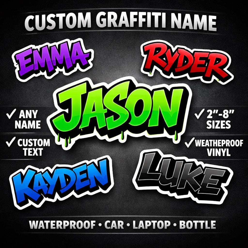 Custom Name Sticker Graffiti Personalized Decal Any Name Car Laptop - Etsy