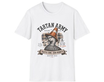 Tartan Armee Enten-Grafik-T-Stück | Schottland kariertes Vintage Verkehrskegel-Design