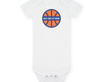 New York Knicks vs Trump logo Baby Bodysuit | Infant Onesie