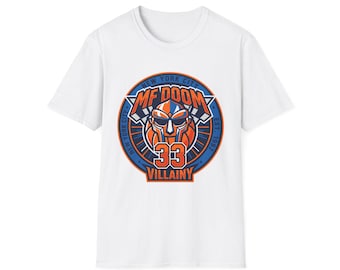 MF DOOM Villainy Mask Tee | Graphic T-Shirt, Hip Hop Logo, 33 Emblem