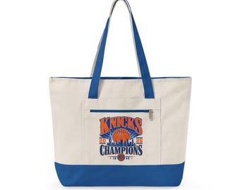Knicks Champions Basketball graphic Zippered Canvas Tote | Sports Team Fan