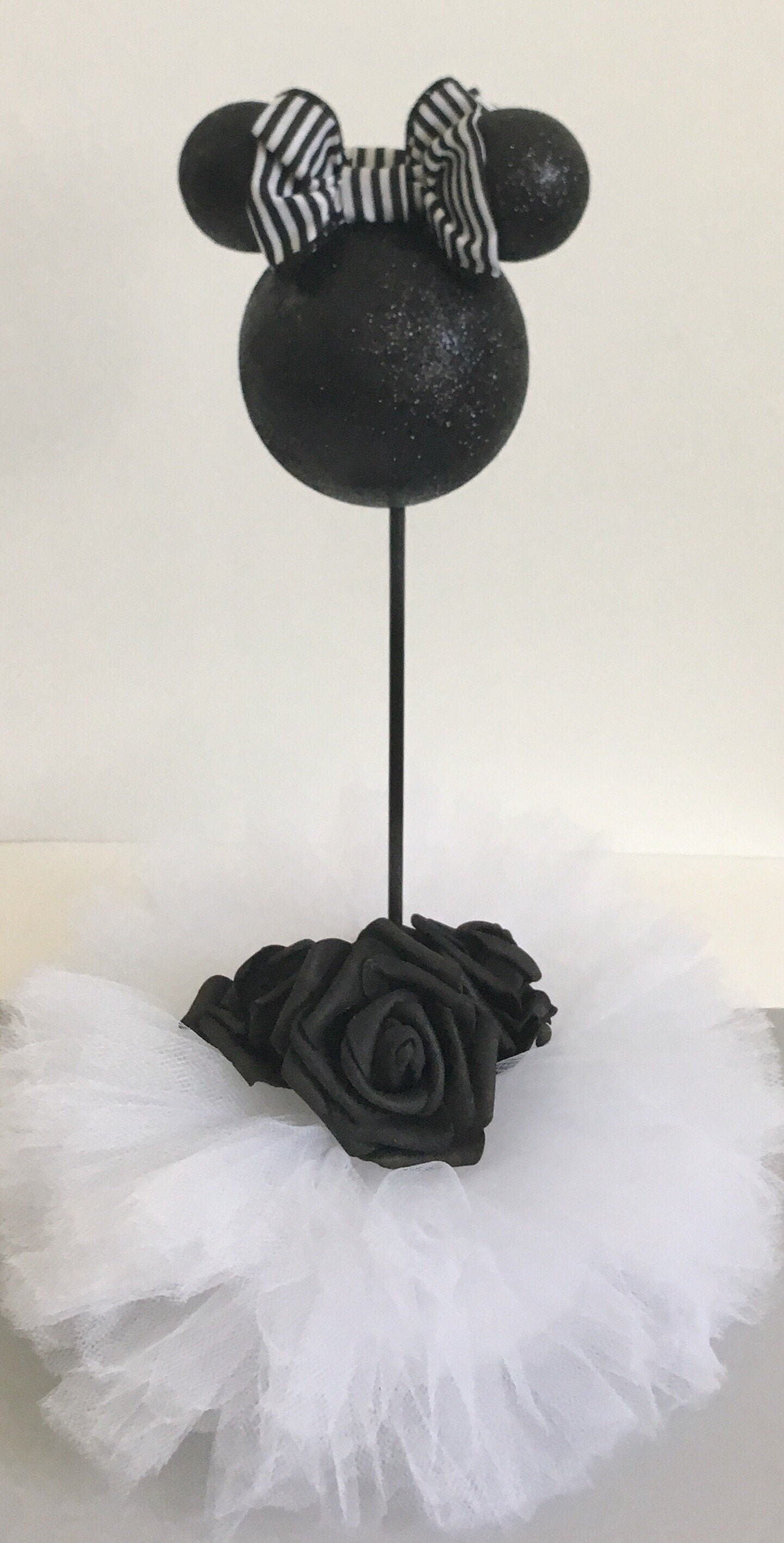 Minnie Mouse CenterpieceWhite Black CenterpieceBlack White Baby Shower themeBaby Shower CenterpieceWhite Black Birthday