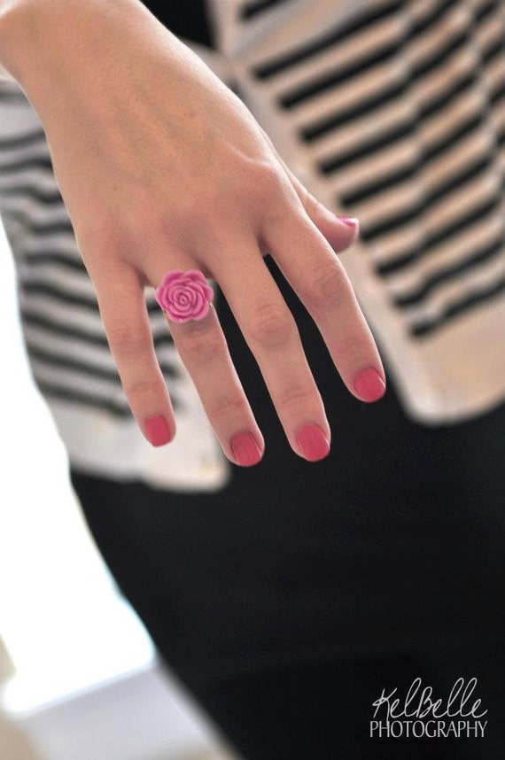 Items similar to Rose Adjustable Ring on Silver Band on Etsy