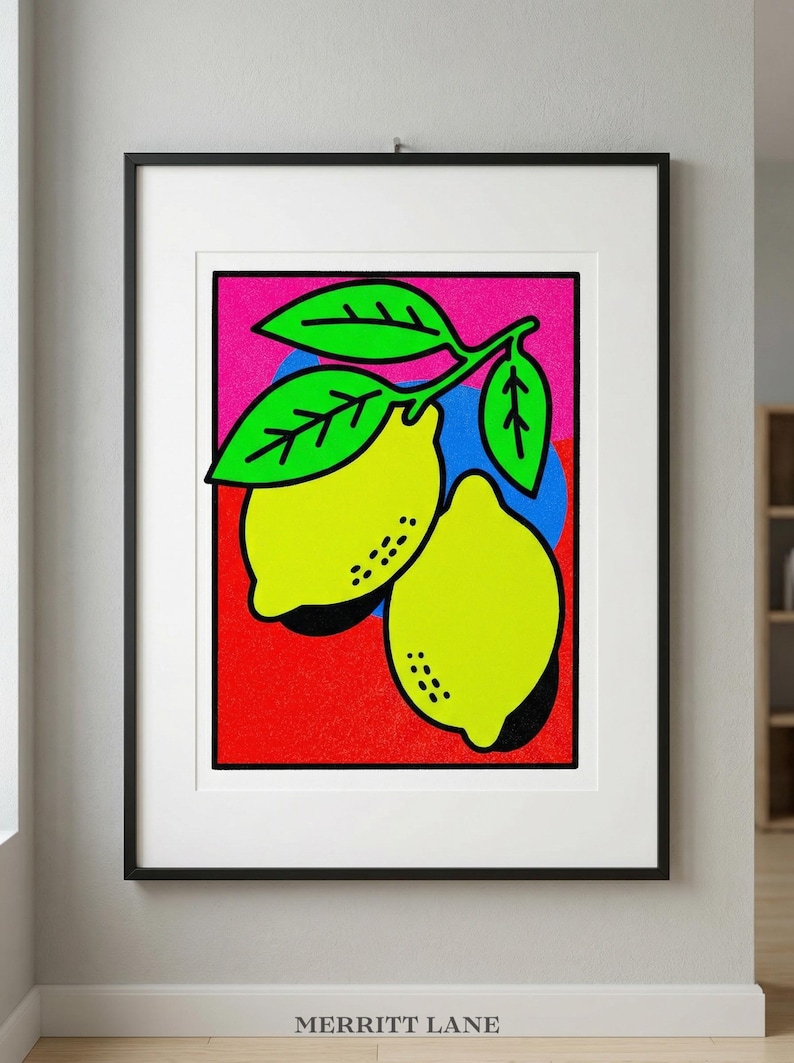 Bold Lemon Pop Art Print, Citrus Kitchen Poster, Mediterranean ...