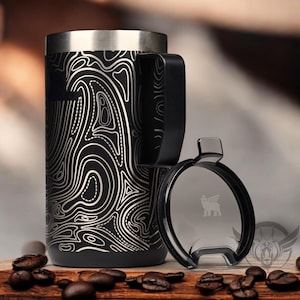 24 oz Stanley Camp Mug with Topographic Design - Stainless Steel Tumbler