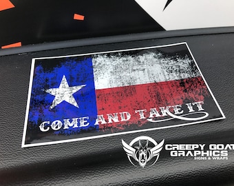 Texas come and take it graphic flag decal. by Creepy Goat Graphics