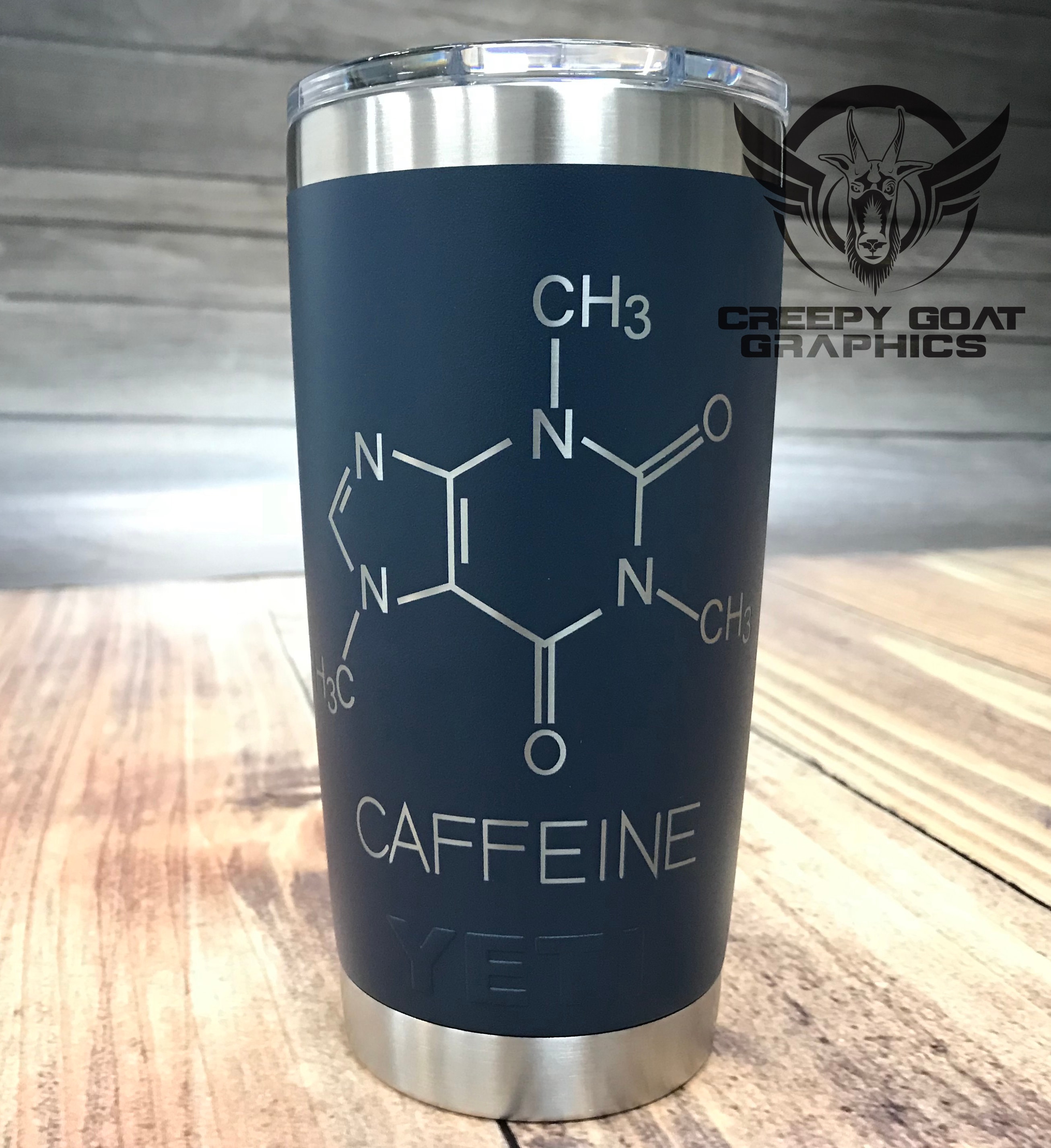 Coffee tumbler 20oz. YETI tumbler with laser etched caffeine Etsy