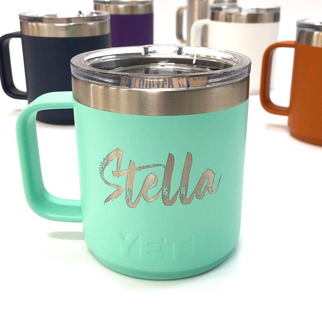 10oz-laser Engraved Personalization on a Yeti 10oz Stackable Coffee Mug  With Magslide Lid. Camping Style, Office Coffee Cup, Engraved Cup 