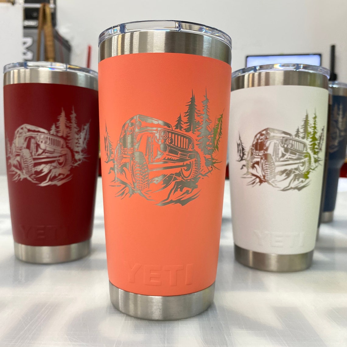 YETI 20oz Tumbler láser grabado JEEP Wrangler Offroad Etsy