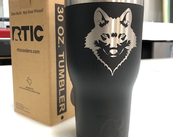 Wolf on a  30 oz RTIC Tumbler. Stainless Steel Coffee Mug, Personalized Gift Idea, Personalized, Gift for Him or Her