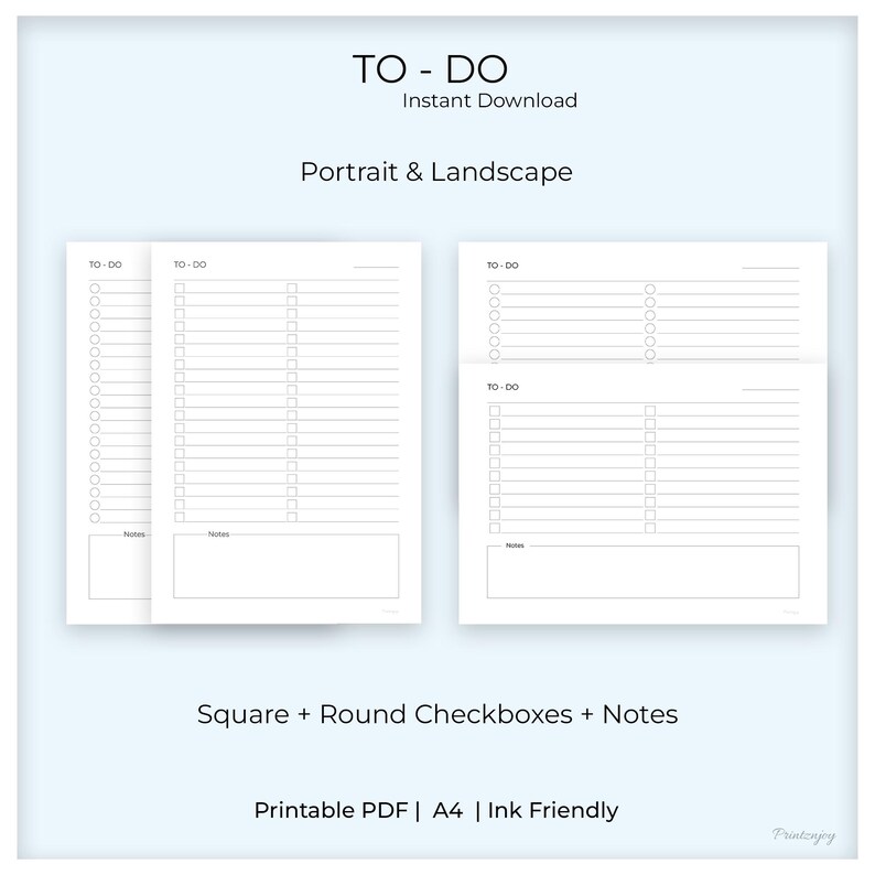 To Do List Printable | A4 Double Column | With Notes | Minimal Planner ...