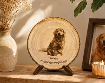 Personalized Pet Memorial Wood Plaque, Custom Dog Photo Engraving, Pet Loss Gift, Dog Memorial Gift, Wooden Pet Keepsake