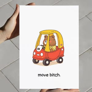 Move Bitch Cute Bear Wall Art Digital Print | Minimal Art | Gen Z Home Decor | Printable | Funny Bear Print | Bear Wall Art