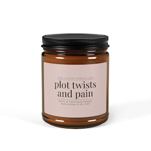 Plot Twists and Pain Candle | Bookish Candle | Dark Romance Gift | Cozy Reading Candle | Booktok Aesthetic | Gift for Book Lover