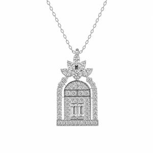 925 Sterling Silver Lucky Door Necklace, CZ Diamond Door Pendant, Open the Door to Happiness Jewelry, Gift for Her
