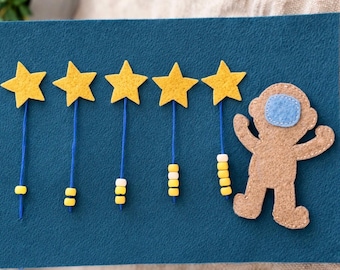 Space Astronaut Felt Busy Book Pattern | Toddler Fine Motor Counting Activity (PDF Download)