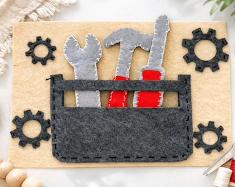 Felt Tool Pocket Busy Book | Toddler Quiet Book Pattern (PDF)