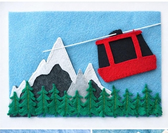 Felt Mountain Gondola Busy Book Page Pattern – Montessori Toddler Travel Activity (PDF Pattern)