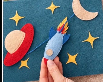 Felt Rocket Busy Book Pattern | Space Toddler Quiet Book Page (PDF Download)