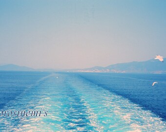 Summer blue sea, nautique decoration, greek summer, greek islands, sea trip, photo print