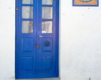 Blue door travel art photo print , summer photo, wall decor, Greece, greek islands, Agistri, blue summer decoration